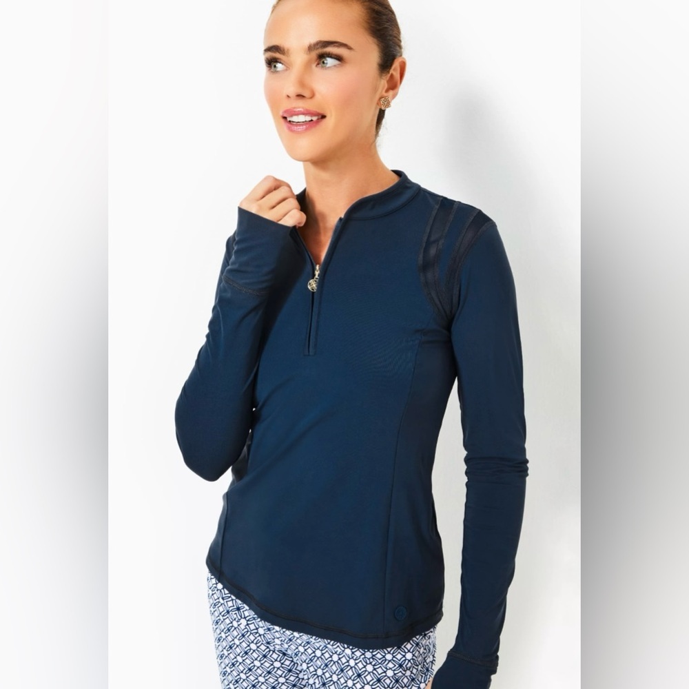 NEW with tags  (NWT) Lilly Pultizer Islandia Half Zip Sunguard Navy Long Sleeve - Picture 4 of 5